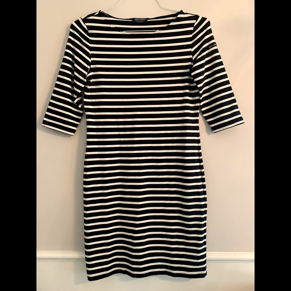 Saint James Black & White Striped Dress